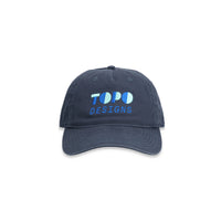 Topo Designs 5 Panel Snapback Hat, embroidered logo baseball cap in "Navy" blue.