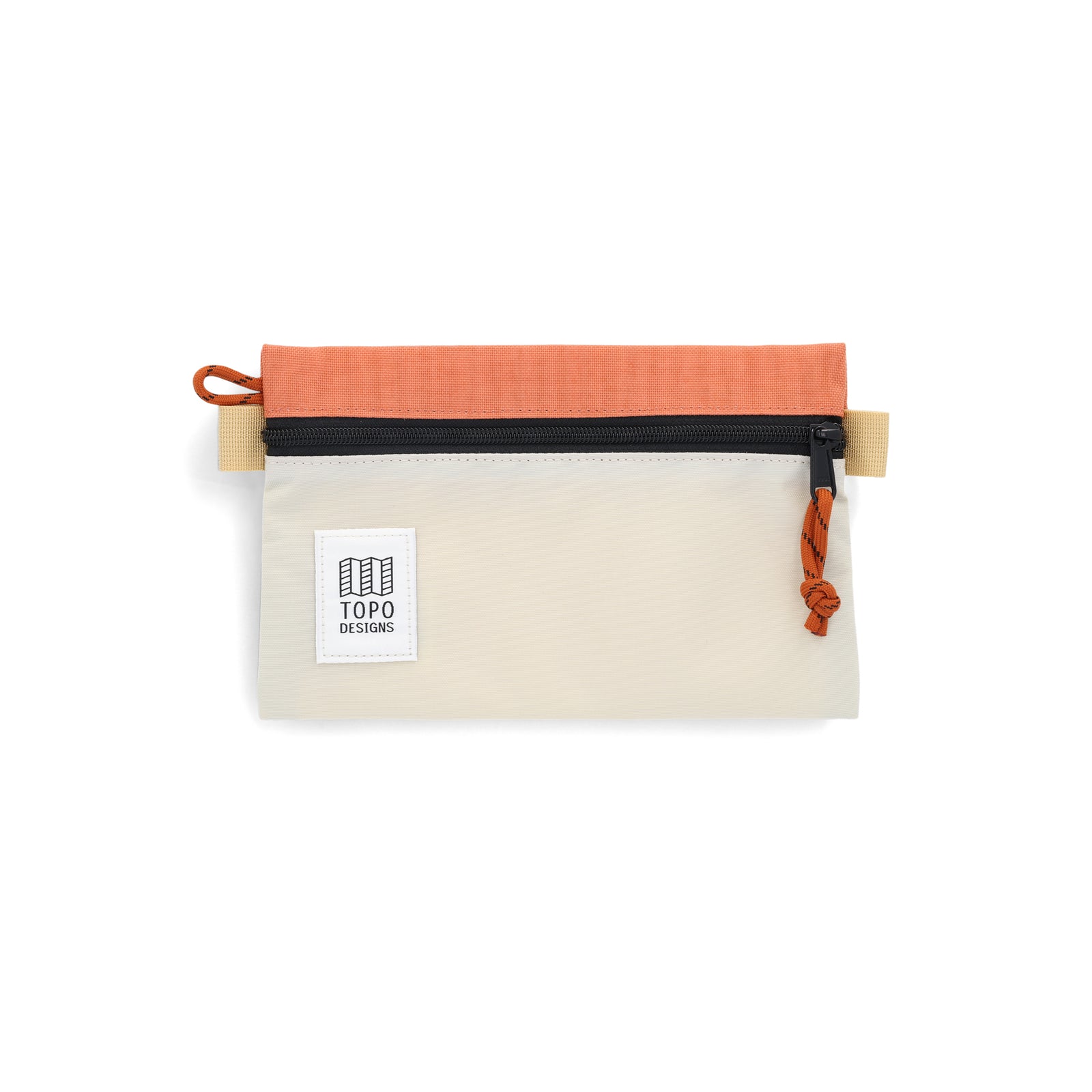 Topo Designs Accessory Bag in "Small" "Bone White / Coral - Recycled" pink nylon.
