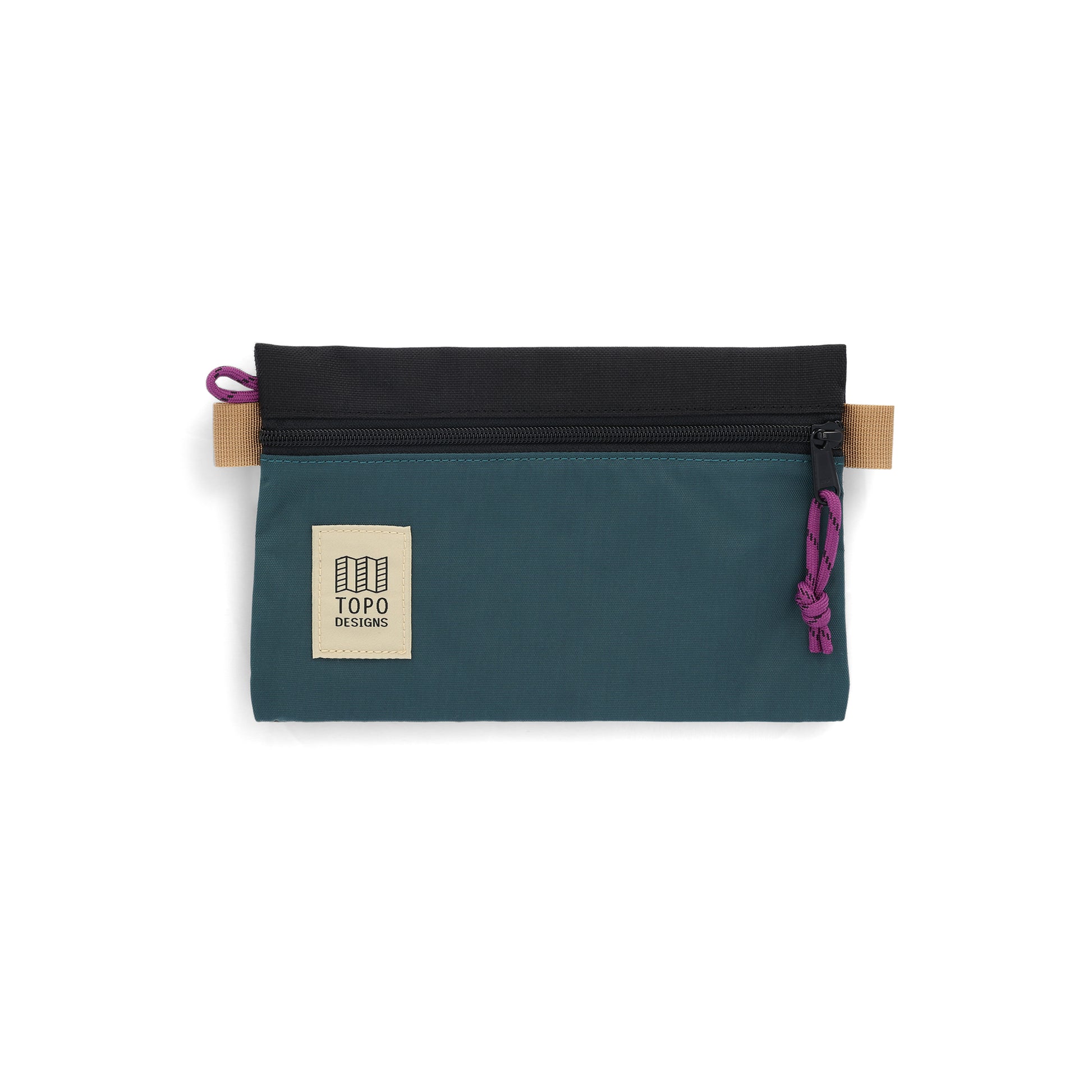 Topo Designs Accessory Bags in "Small" "Botanic Green / Black - Recycled" nylon.