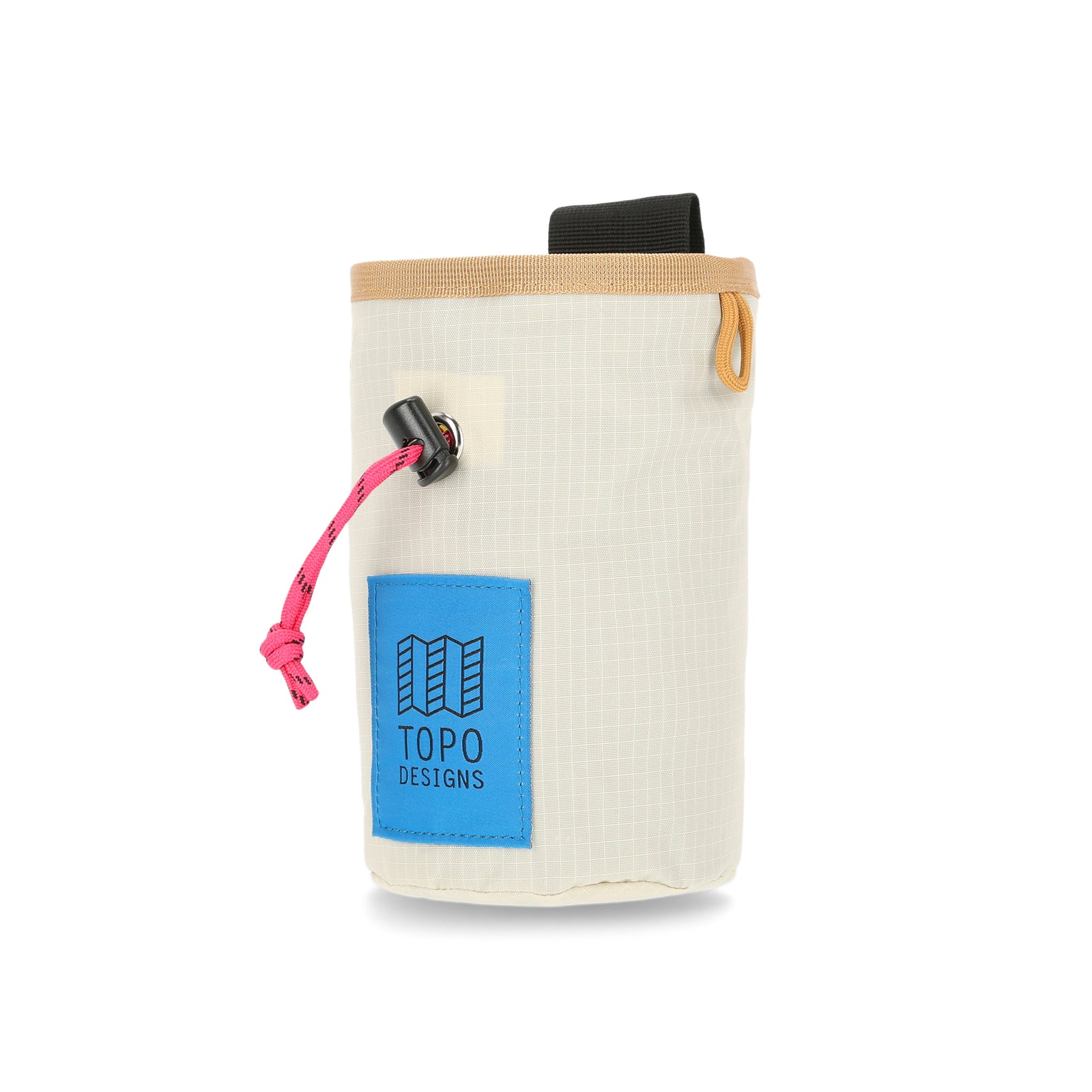Topo Designs Mountain Chalk Bag for rock climbing and bouldering in lightweight recycled "Bone White" nylon.
