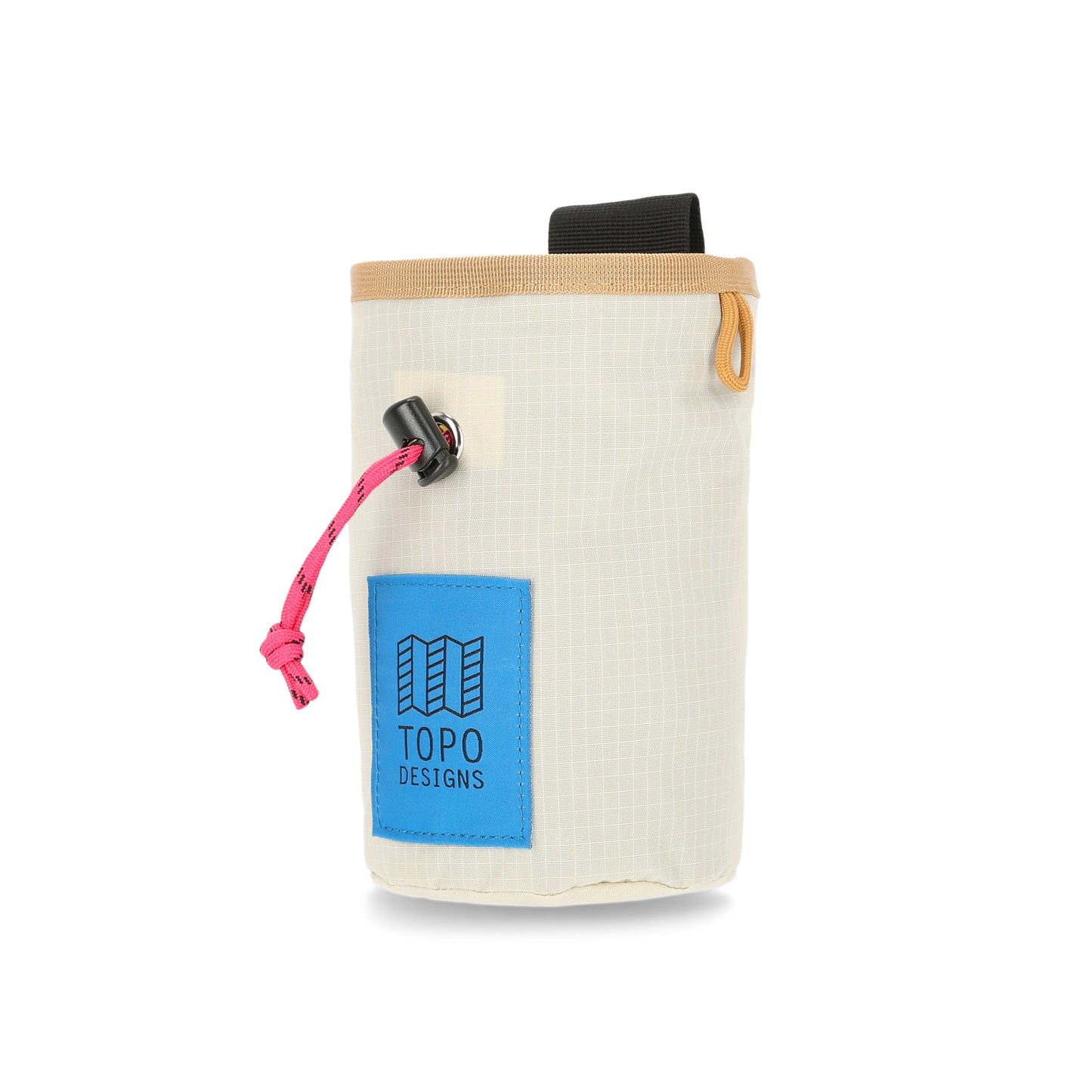 Topo Designs Mountain Chalk Bag for rock climbing and bouldering in lightweight recycled "Bone White" nylon.