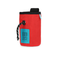 Topo Designs Mountain Chalk Bag for rock climbing and bouldering in lightweight recycled "Red" nylon.