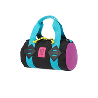 Topo Designs Mini Classic Duffel Bag shoulder crossbody purse in recycled "Black / Grape" purple nylon.