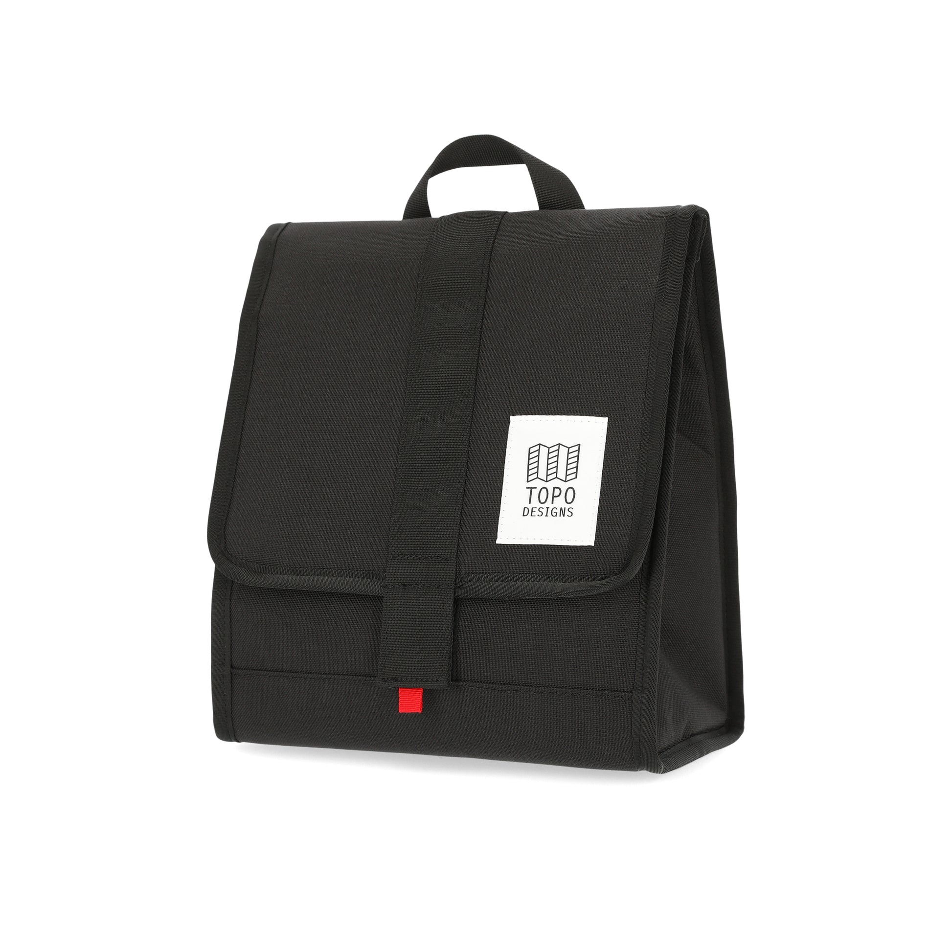 Topo Designs Cooler Bag insulated lunch box in "Black" recycled nylon.