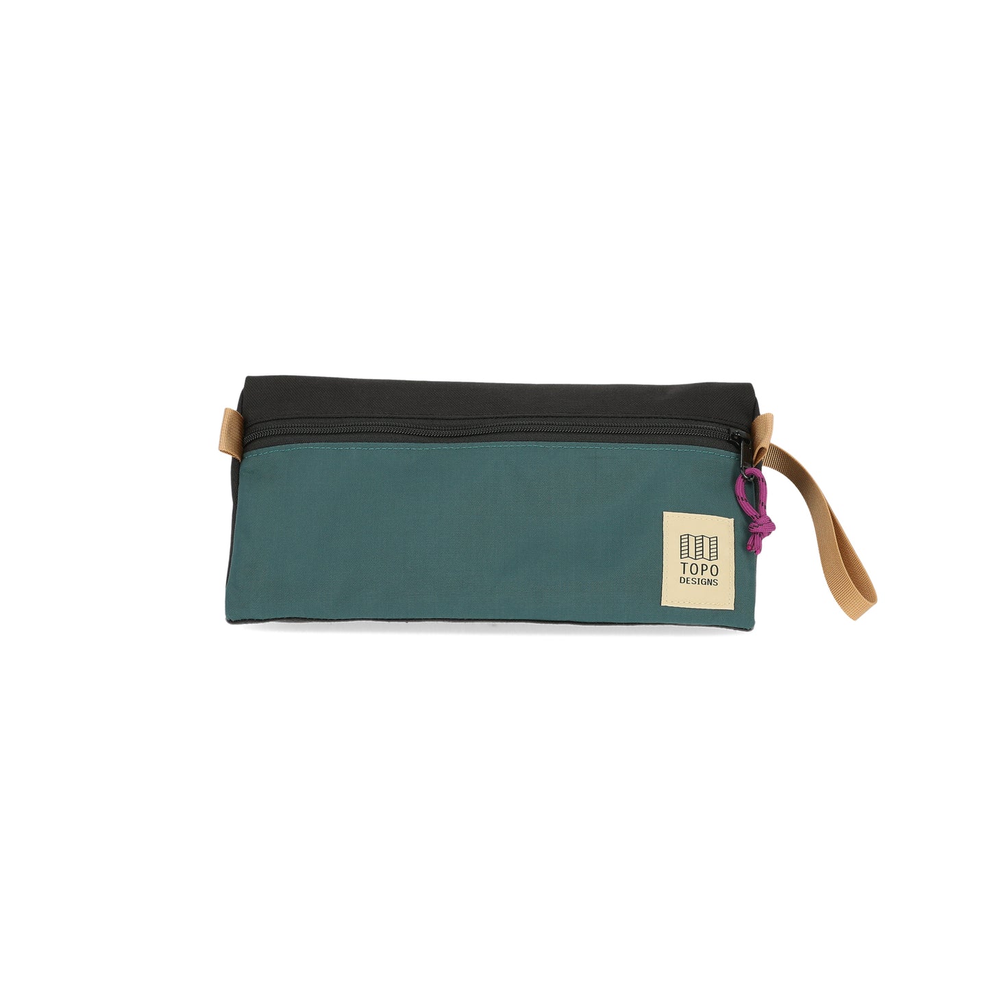 Topo Designs Dopp Kit toiletry travel bag in recycled "Botanic Green / Black - Recycled" nylon.