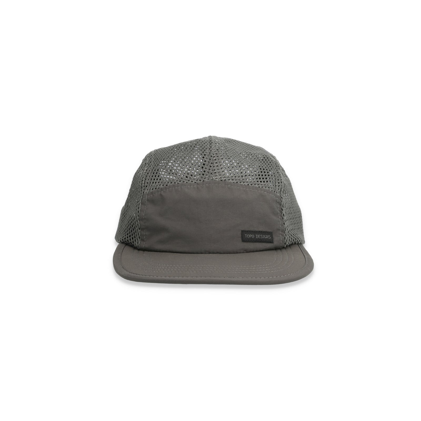 Topo Designs Global mesh back Hat in "Charcoal" gray. Unstructured 5-panel flexible brim packable hat.