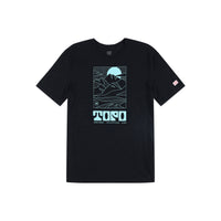 Topo Designs Arcade Mountain men's short sleeve 100% organic cotton graphic t-shirt in "Black".