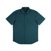Topo Designs Men's Short Sleeve 100% organic cotton button up Dirt Shirt in "Pond Blue".