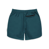 Back of Topo Designs Men's River Shorts Lightweight quick dry swim trunks in "Pond Blue".