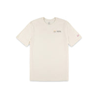 Topo Designs Men's Strata Map 100% organic cotton graphic t-shirt in "Natural" white.