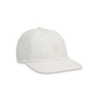 Topo Designs Mountain Ball Cap cotton embroidered logo baseball hat in "Natural" white.