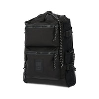 Topo Designs River Bag cinch top tote backpack with mesh sides in "Black" recycled nylon.