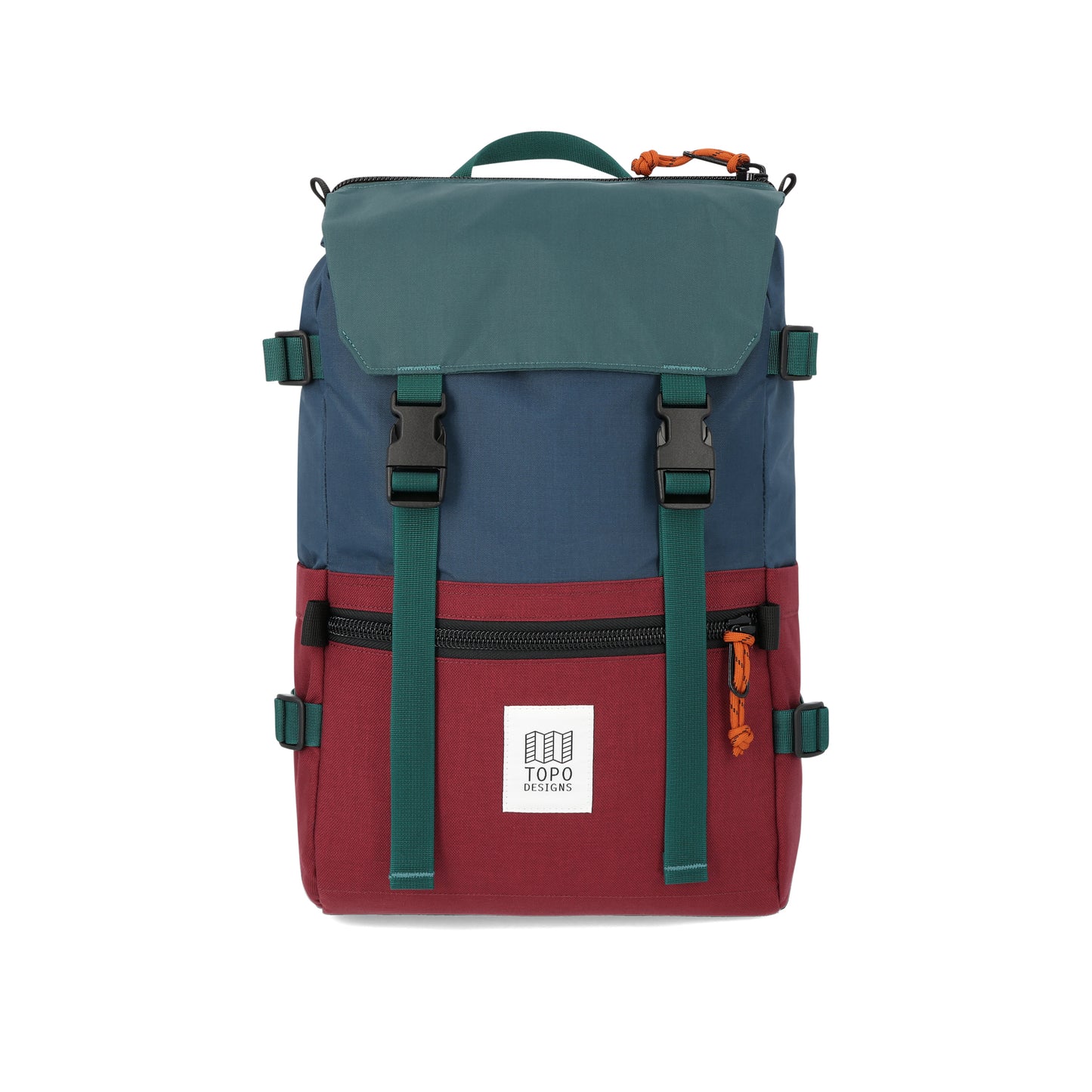 Topo Designs Rover Pack Classic laptop backpack in "Zinfandel / Botanic Green".