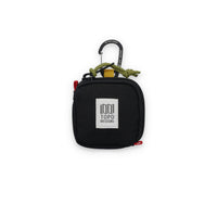 Topo Designs Square Bag carabiner clip keychain wallet in "Black" nylon.