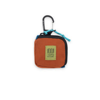 Topo Designs Square Bag carabiner clip keychain wallet in "Clay" orange nylon.
