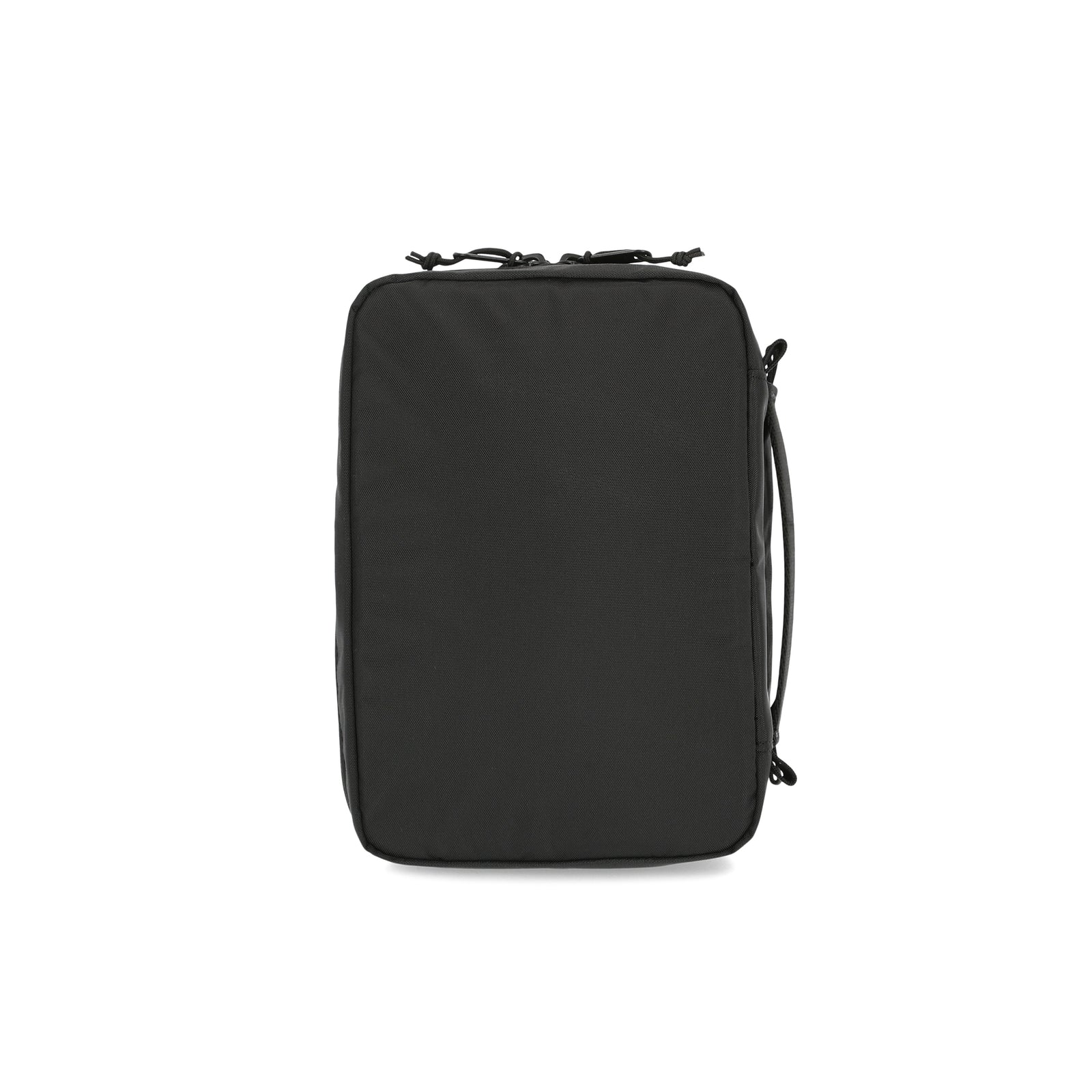 General back shot of Topo Designs Tech electronics organization travel Case in black recycled nylon.