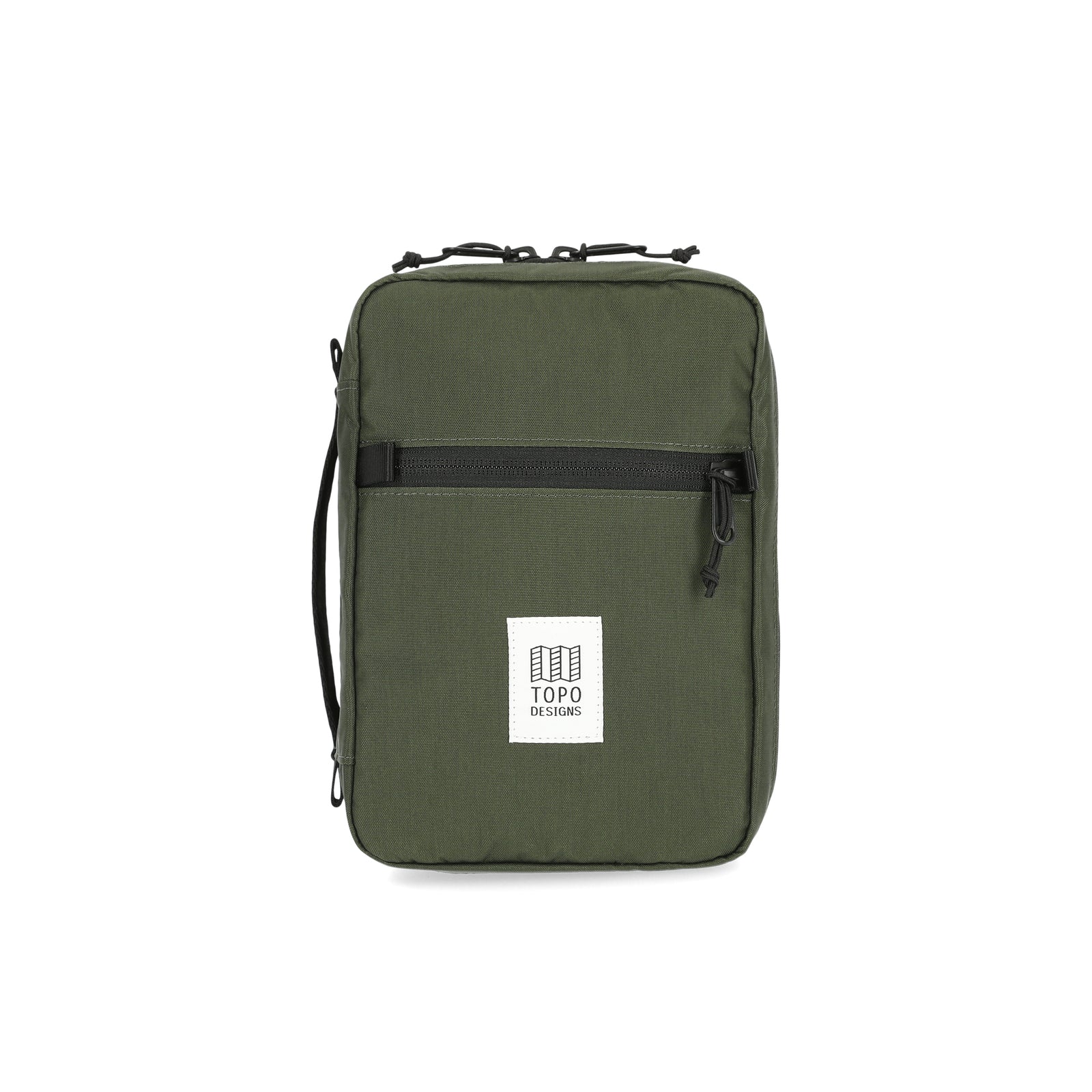 Topo Designs Tech electronics organization travel Case in "Olive" green recycled nylon.