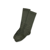 Topo Designs Tech Socks merino wool hiking socks in "Olive" green.
