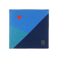 Topo Designs bandana in "Landscape Blue" print.