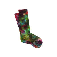 Topo Designs Town Socks wool blend everyday socks in "Blue / Mustard / Purple Tie Dye".