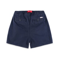 Back pockets on Topo Designs Women's Mountain Shorts in organic "Navy" blue.