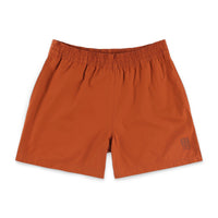 Topo Designs Women's Tech Shorts Lightweight in 4-way stretch "Brick" orange.