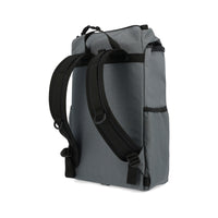 General shot of Backpack straps on back of Topo Designs Y-Pack hiking laptop backpack in charcoal gray