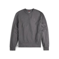 Topo Designs Men's Dirt Crew sweatshirt, front view, in 100% organic cotton in "charcoal" grey.