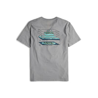 Back View of Topo Designs Men's Geographic Tee 100% organic cotton short sleeve graphic logo t-shirt in "gray".