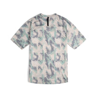 Back shot of Topo Designs Men's River Tee Short Sleeve UPF 30+ moisture wicking t-shirt in "Sand / Pebble" white.