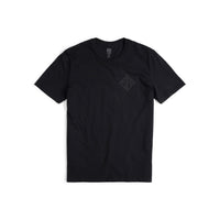 Front view of Topo Designs Men's Small Diamond Tee 100% organic cotton short sleeve graphic logo t-shirt in "black"..