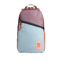 Front view of Topo Designs Light Pack in recycled "Mineral Blue / Peppercorn" nylon.