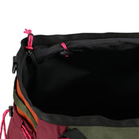 Open top photo of Topo Designs Mountain Gear Bag tote hauler in lightweight recycled "Burgundy / Dark Khaki" nylon.