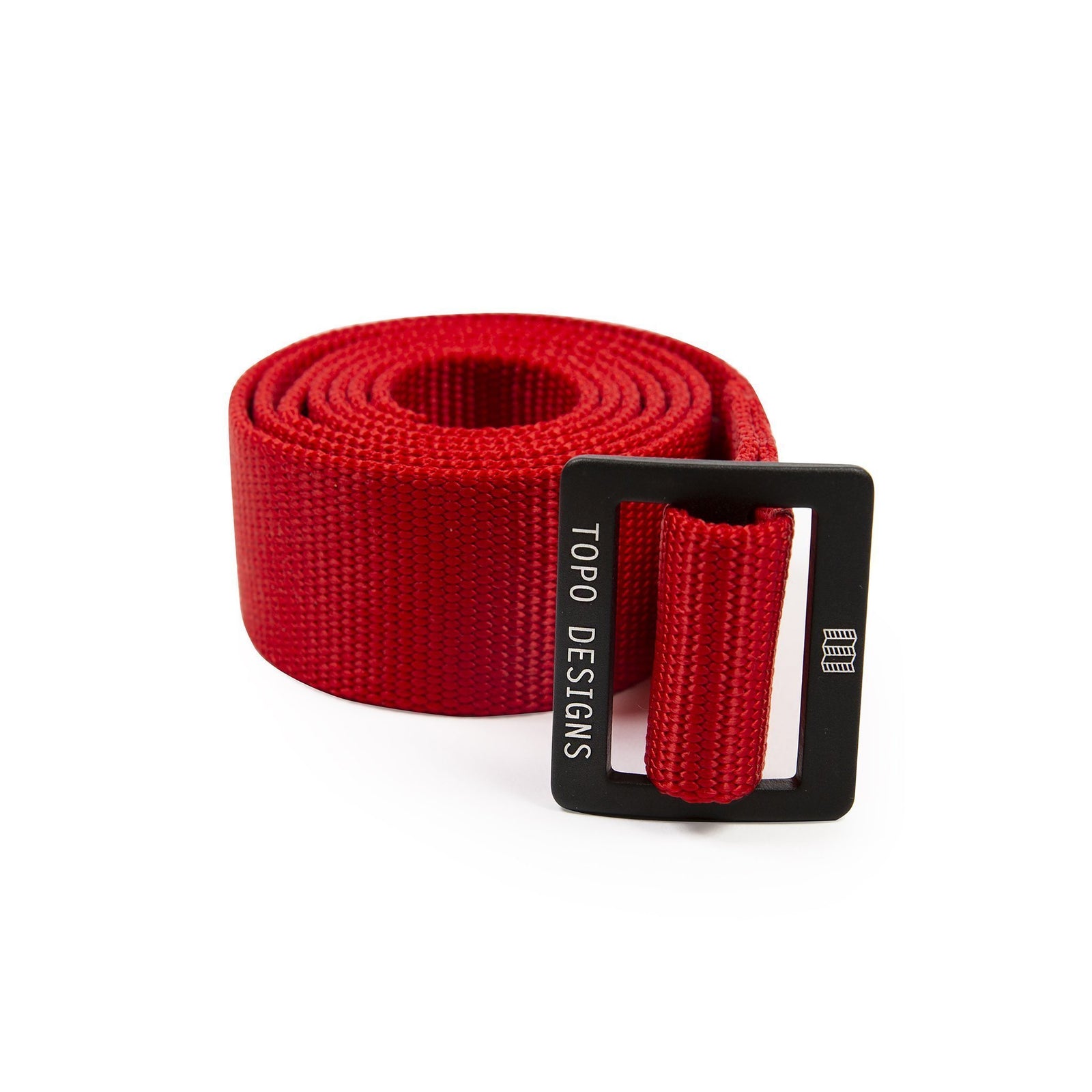 Topo Designs web belt in "red" with black buckle