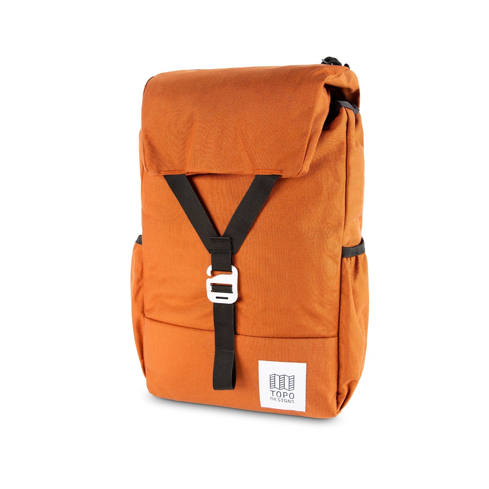 Topo Designs Y-Pack rucksack backpack in "Clay" orange.