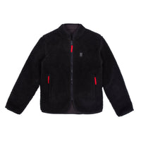 Front product shot of the sherpa jacket in "black" showing the sherpa fleece