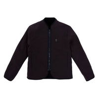 Front product shot of the sherpa jacket in "black" showing the DWR tech fabric