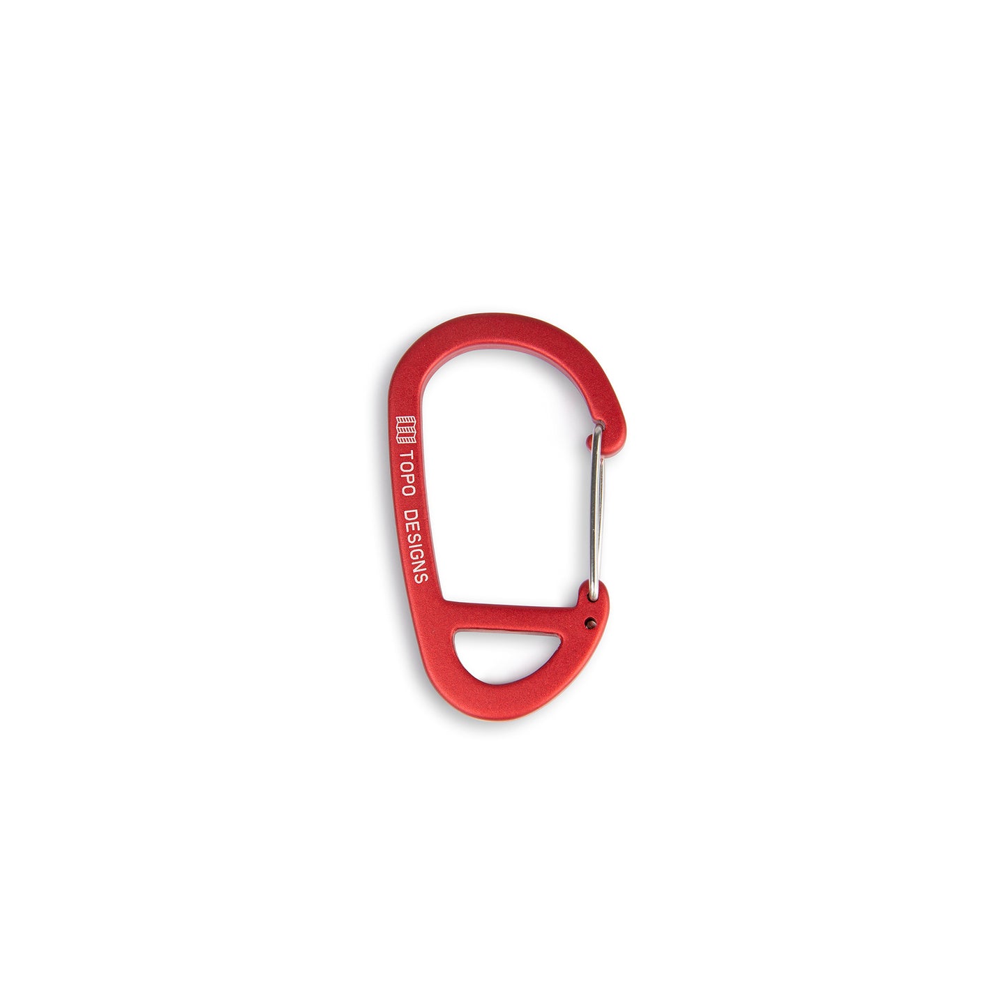 Topo Designs Carabiner key chain clip in "Black / Red / Blue" in size "62mm".