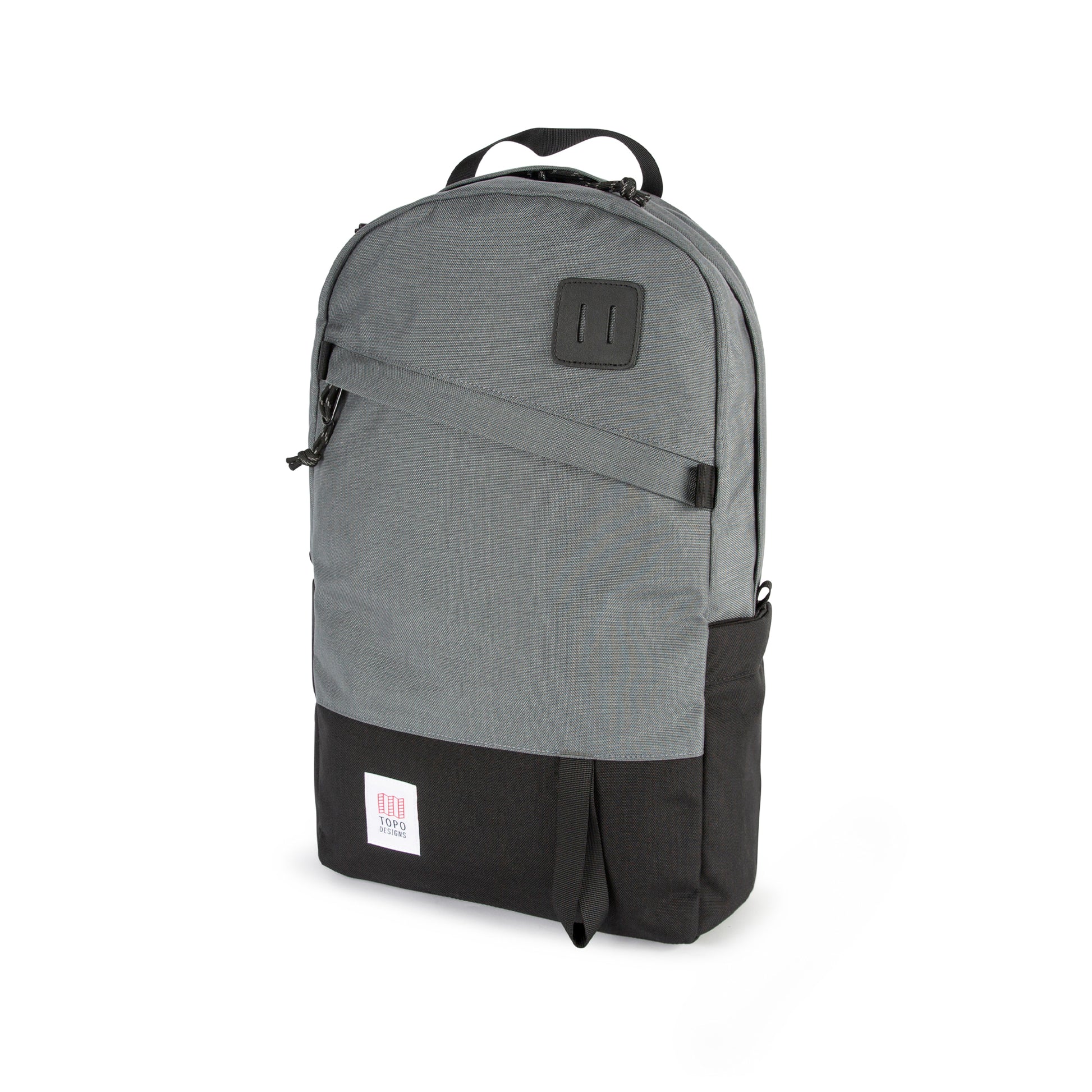 Topo Designs Daypack Classic 100% recycled nylon laptop backpack for work or school in "Charcoal / Black".