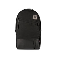Topo Designs Made in USA Daypack Heritage Canvas in "Black Canvas / Black Leather" Black with Black Leather.