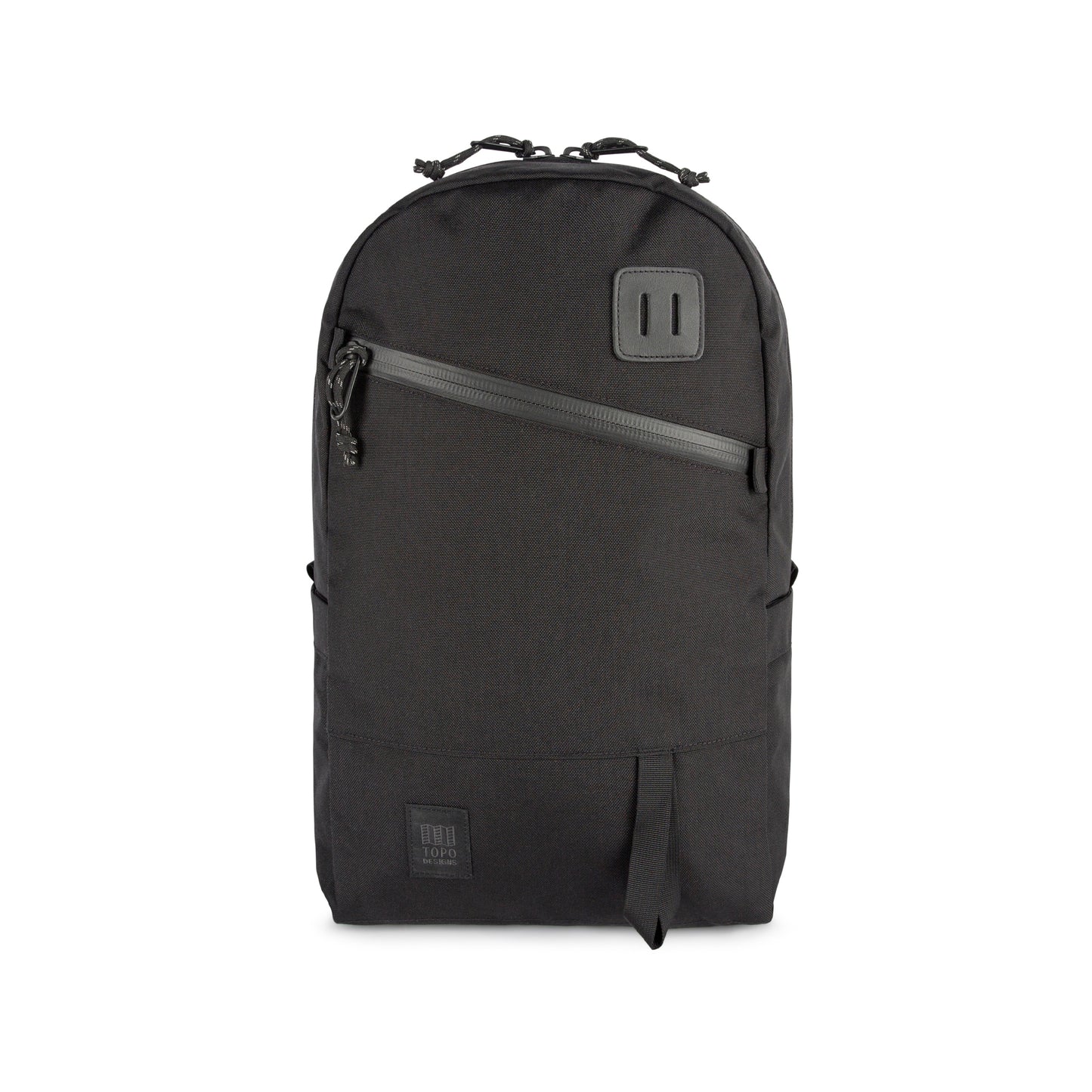 Topo Designs Daypack Tech 100% recycled nylon backpack with external laptop access in "Black".