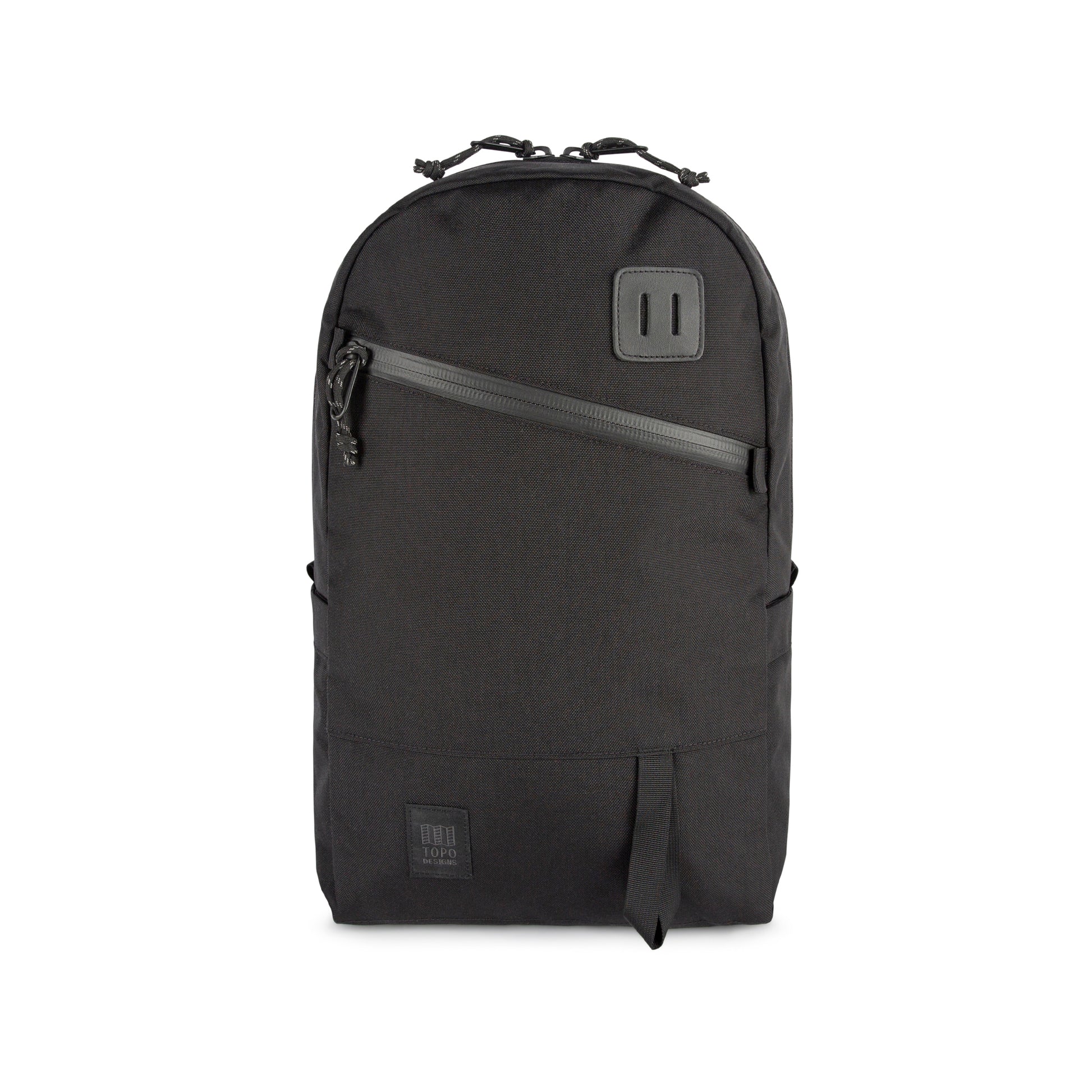 Topo Designs Daypack Tech 100% recycled nylon backpack with external laptop access in "Black".