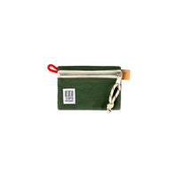 Front product shot of Topo Designs Accessory Bag "Micro" in "Forest" green canvas.