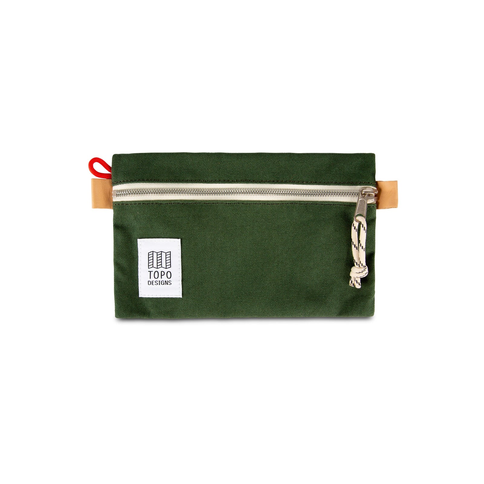 Front product shot of Topo Designs Accessory Bag "Small" in "Forest" green canvas.
