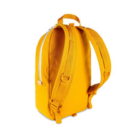 Backpack straps on Topo Designs Light Pack in "Mustard" yellow canvas.