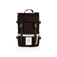 Front product shot of Topo Designs Rover Pack Mini in "Black" canvas.