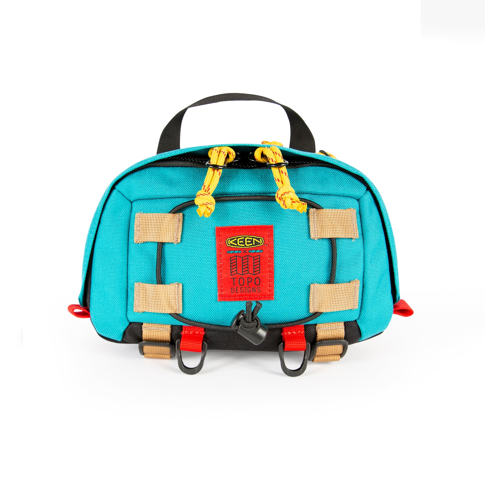 Topo Designs x Keen River Subalpine Hip Pack fanny bum bag in Turquoise blue.