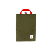 Topo Designs padded Laptop Sleeve in "Olive" green.