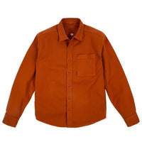 Topo Designs Men's Dirt Shirt long sleeve organic cotton button-up in "Brick" orange.