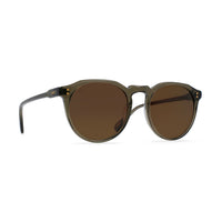 3/4 front view of Topo Designs x RAEN Remmy Sunglasses in Khaki Crystal/Polar Borwn.